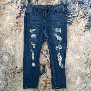 Rue21 Dark Blue Distressed Skinny Jeans